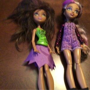 Fashionable Doll with Purple and Green Outfits